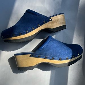 M. Gemi The Greta slip on Italian suede clog in blue bell size 38.5